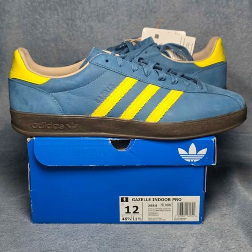 Adidas Gazelle Indoor Pro Blue/Yellow Mens US 12